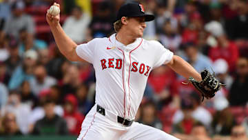 Boston Red Sox starting pitcher Quinn Priester (68) pitches during the first inning against the Tampa Bay Rays at Fenway Park.