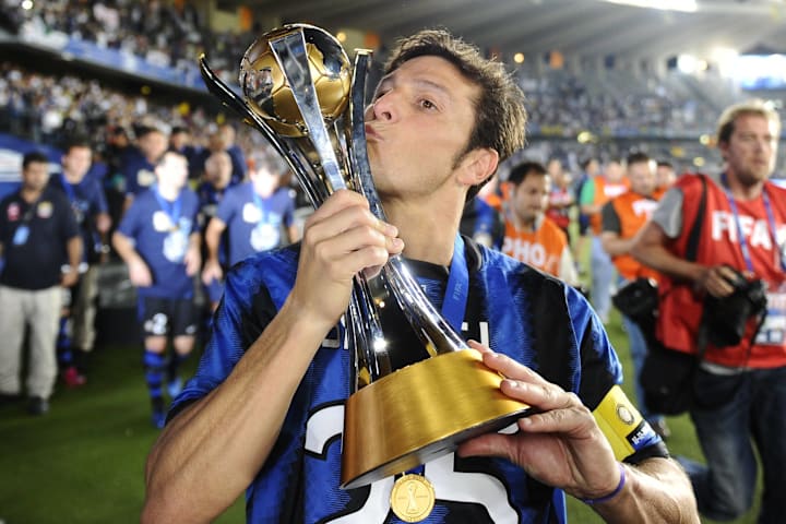 Javier Zanetti celebrating.