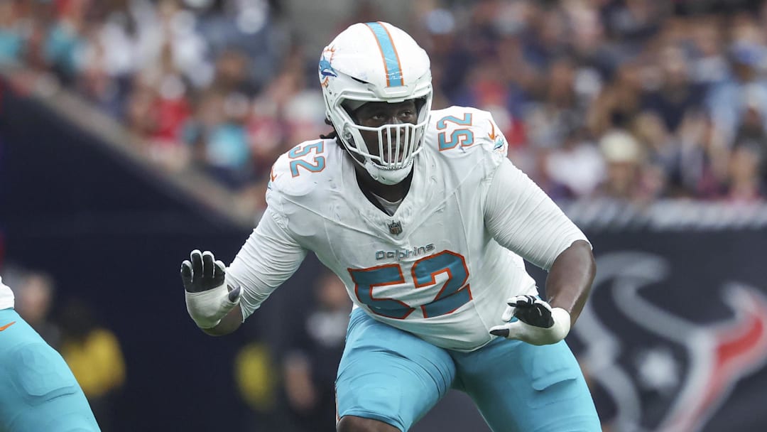 Miami Dolphins offensive tackle Patrick Paul (52) in action during the game against the Houston Texans at NRG Stadium as a rookie last season.