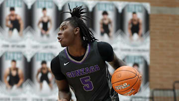 Jan 4, 2025; Gilbert, AZ, USA; Gonzaga (DC) guard Nykolas Lewis (5) against Chaminade (MO) during the Hoophall West High School Invitational at Highland High School.