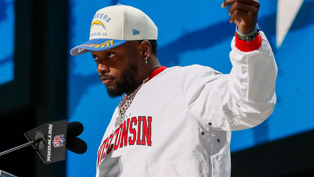 Former Los Angeles Chargers running back Melvin Gordon announces the team’s selection with the 86th overall pick during the third round of the 2025 NFL Draft on Friday, April 25, 2025, at Lambeau Field in Green Bay, Wisconsin. The draft runs through April 26.
Tork Mason/USA TODAY NETWORK-Wisconsin