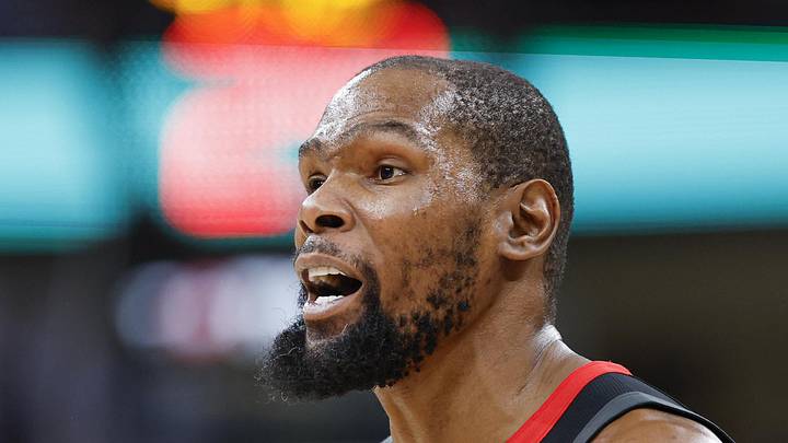 Houston Rockets forward Kevin Durant (7) reacts during the second half at United Center on Mar 23, 2026.