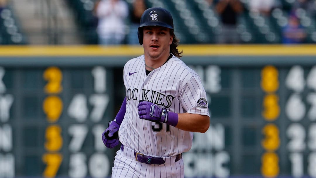 Jake McCarthy rounds the bases after a home run. 