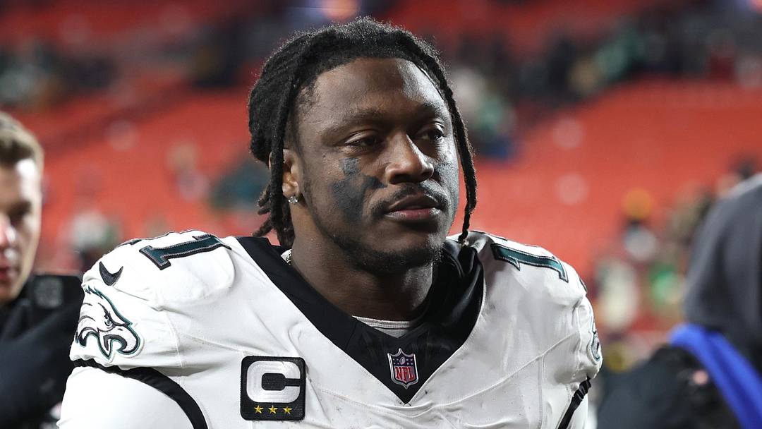 Dec 20, 2025; Landover, Maryland, USA; Philadelphia Eagles wide receiver A.J. Brown (11) leaves the field after the game against the Washington Commanders at Northwest Stadium. Mandatory Credit: Geoff Burke-Imagn Images