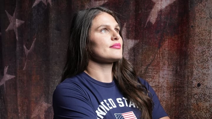 Olympic rugby star Ilona Maher poses for a photo ahead of the Paris Games.