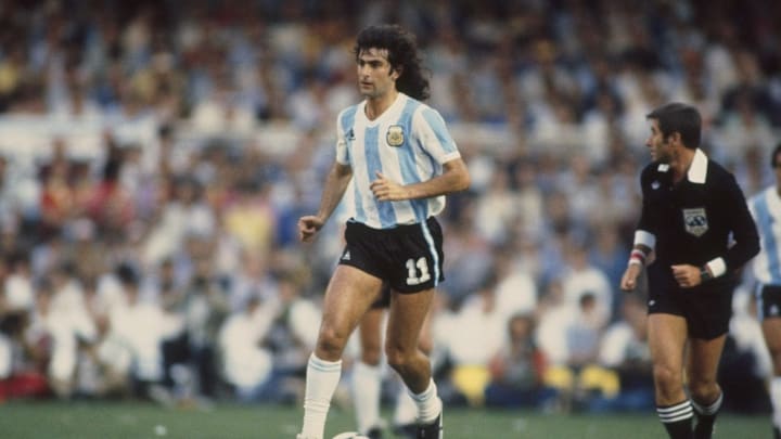 Mario Kempes of Argentina in action
