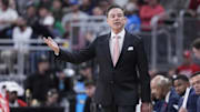 St. John's Red Storm coach Rick Pitino during the men's NCAA tournament against Arkansas.