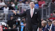 Mar 22, 2025; Providence, RI, USA; St. John's Red Storm head coach Rick Pitino during the second half of a second round men’s NCAA Tournament game against the Arkansas Razorbacks at Amica Mutual Pavilion. Mandatory Credit: Gregory Fisher-Imagn Images