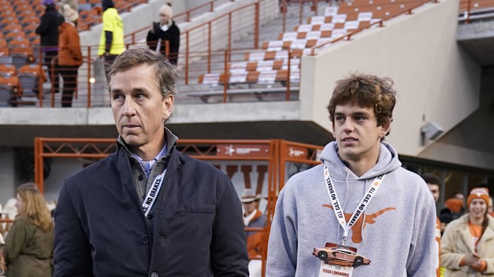 Manning (right) was already the apple of college football coaches' eyes before he even had braces. 