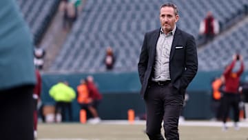 Jan 26, 2025; Philadelphia, PA, USA; Philadelphia Eagles general manager Howie Roseman looks on before the NFC Championship game at Lincoln Financial Field.