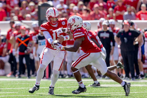 Raiola Dylan Raiola and Rahmir Johnson Nebraska football vs UTEP 2024