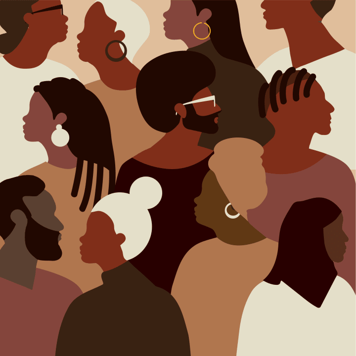 Vector illustration of a crowd of black or African American people