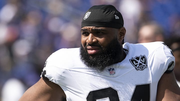 Las Vegas Raiders defensive tackle Christian Wilkins before the game against the Baltimore Ravens at M&T Bank Stadium.