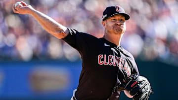 Cleveland Guardians pitcher Alex Cobb throws against Detroit Tigers during the first inning at Game 3 of ALDS at Comerica Park in Detroit on Wednesday, Oct. 9, 2024.