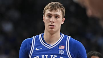 Dec 21, 2024; Atlanta, Georgia, USA; Duke Blue Devils guard Cooper Flagg (2) on the court against the Georgia Tech Yellow Jackets during the first half at McCamish Pavilion. Mandatory Credit: Dale Zanine-Imagn Images