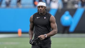 Carolina Panthers wide receiver Xavier Legette during pregame warmups against the Dallas Cowboys at Bank of America Stadium. 