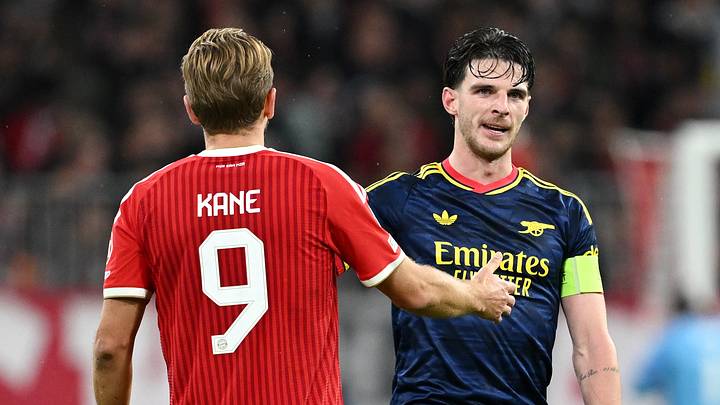 Harry Kane vom FC Bayern und Declan Rice vom FC Arsenal teilen sich die Punkte Harry Kane vom FC Bayern und Declan Rice vom FC Arsenal teilen sich die Punkte