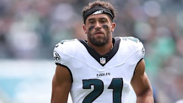 Aug 16, 2025; Philadelphia, Pennsylvania, USA; Philadelphia Eagles safety Sydney Brown (21) in a game against the Cleveland Browns at Lincoln Financial Field.