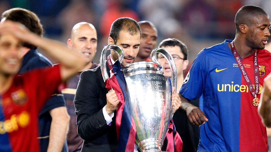 Barcelona manager Pep Guardiola with Champions League trophy in 2008–09