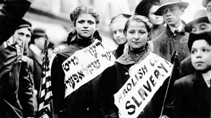 A protest against child labor during the Labor Day Parade in New York City, 1909.