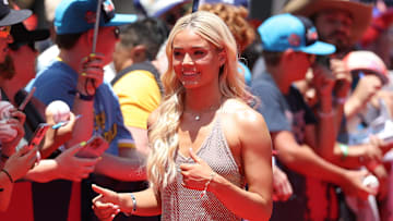 LSU gymnast Livvy Dunne walks the red carpet during the 2024 MLB All-Star game at Globe Life Field. 