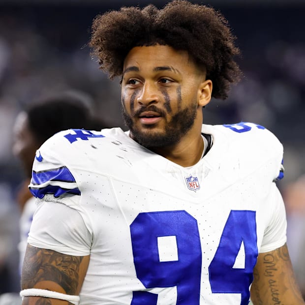 Dallas Cowboys defensive end Marshawn Kneeland after the game against the Baltimore Ravens.