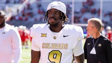 Oct 19, 2024; Tucson, Arizona, USA; Colorado Buffalos safety Savion Riley (9) against the Arizona Wildcats at Arizona Stadium. Mandatory Credit: Mark J. Rebilas-Imagn Images