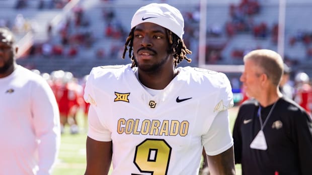 Oct 19, 2024; Tucson, Arizona, USA; Colorado Buffalos safety Savion Riley (9) against the Arizona Wildcats at Arizona Stadium