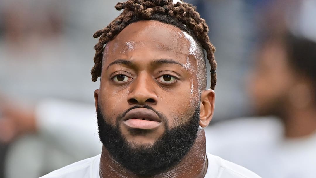 Sep 24, 2023; Glendale, Arizona, USA;  Dallas Cowboys defensive tackle Osa Odighizuwa (97) looks on prior to the game against the Arizona Cardinals at State Farm Stadium. Mandatory Credit: Matt Kartozian-Imagn Images