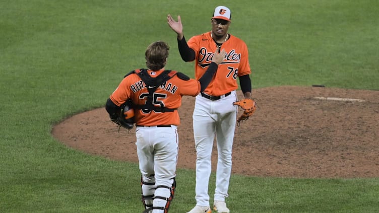 Aug 26, 2023; Baltimore, Maryland, USA; Baltimore Orioles relief pitcher Yennier Cano (78)