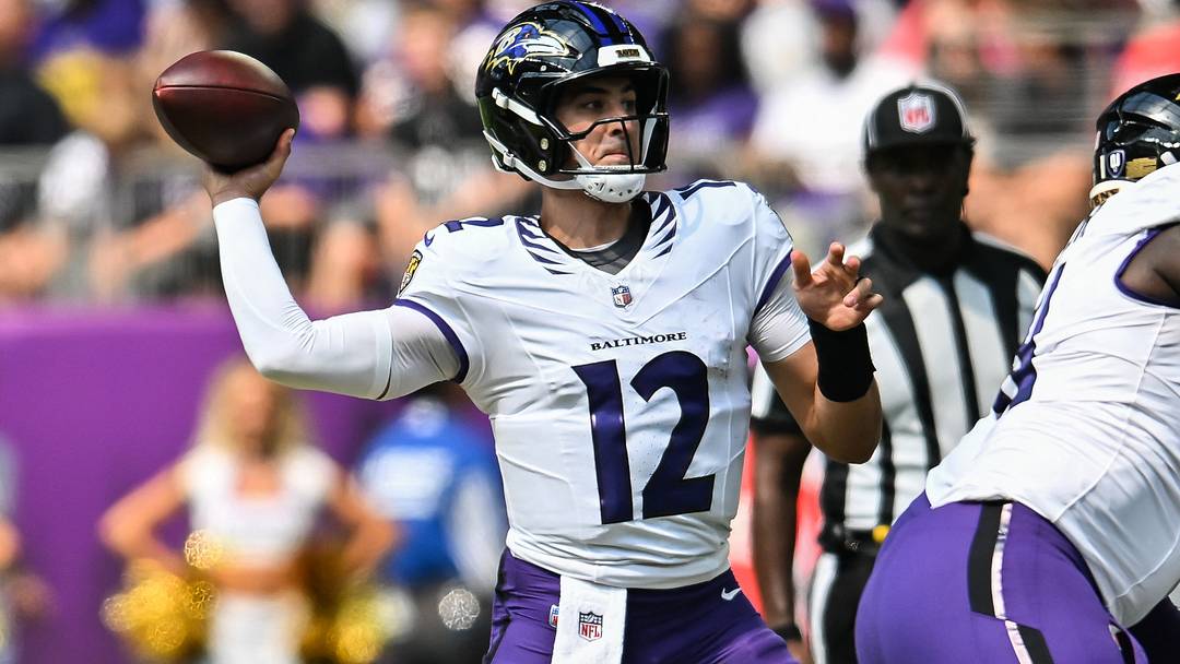 Aug 22, 2026; Minneapolis, Minnesota, USA; Baltimore Ravens quarterback Joe Fagnano (12) throws a pass against the Minnesota Vikings during the third quarter at U.S. Bank Stadium. Mandatory Credit: Jeffrey Becker-Imagn Images Aug 22, 2026; Minneapolis, Minnesota, USA; Baltimore Ravens quarterback Joe Fagnano (12) throws a pass against the Minnesota Vikings during the third quarter at U.S. Bank Stadium. Mandatory Credit: Jeffrey Becker-Imagn Images