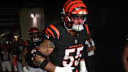 Aug 7, 2025; Philadelphia, Pennsylvania, USA; Cincinnati Bengals linebacker Logan Wilson (55) in the tunnel against the Philadelphia Eagles at Lincoln Financial Field. Mandatory Credit: Eric Hartline-Imagn Images