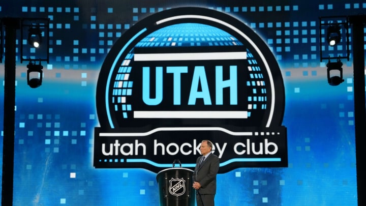 The Utah Hockey Club prepares to make a pick at the 2024 NHL Entry Draft