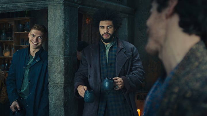 Josha Stradowski as Rand and Marchus Rutherford as Perrin in The Wheel of Time season 3 