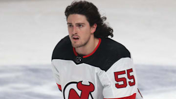 Buffalo Sabres winger/defenseman Mason Geertsen while playing for the New Jersey Devils