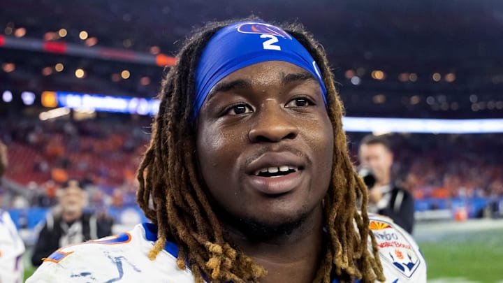 Dec 31, 2024; Glendale, AZ, USA; Boise State Broncos running back Ashton Jeanty (2) against the Penn State Nittany Lions during the Fiesta Bowl at State Farm Stadium. Mandatory Credit: Mark J. Rebilas-Imagn Images Dec 31, 2024; Glendale, AZ, USA; Boise State Broncos running back Ashton Jeanty (2) against the Penn State Nittany Lions during the Fiesta Bowl at State Farm Stadium. Mandatory Credit: Mark J. Rebilas-Imagn Images