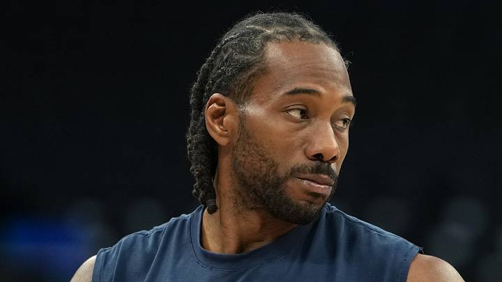 Apr 5, 2026; Sacramento, California, USA; LA Clippers forward Kawhi Leonard (2) before the game against the Sacramento Kings at Golden 1 Center. Mandatory Credit: Darren Yamashita-Imagn Images