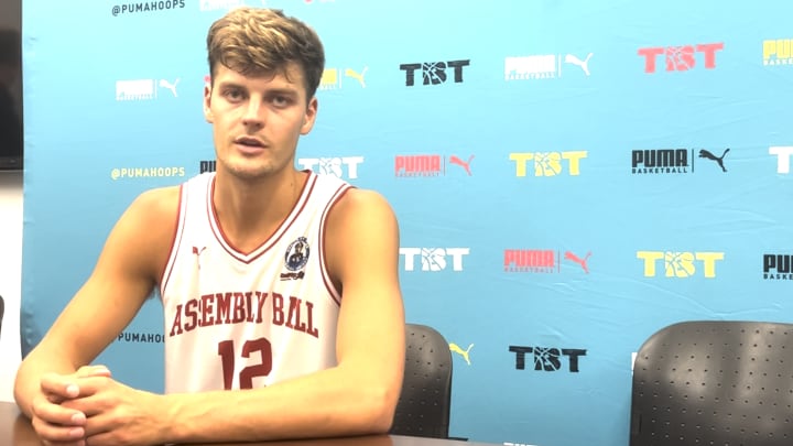 Former Indiana Hoosiers wing Miller Kopp spoke with the media following Assembly Ball's 82-79 loss to Eberlein Drive in The Basketball Tournament.