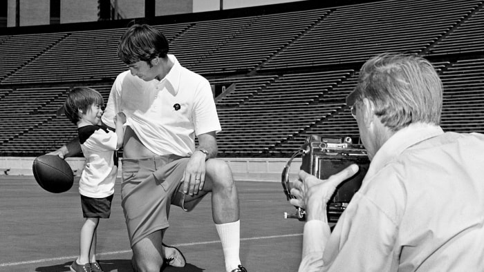 Steve Sloan during his time at Vanderbilt with his 3-year-old son, Clay.