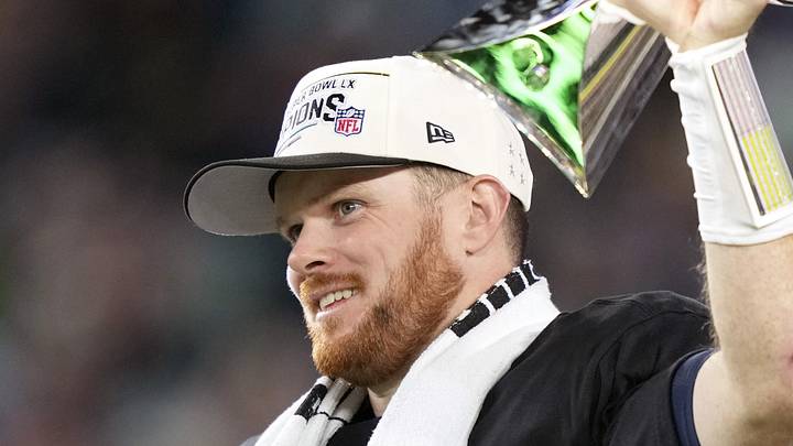 Seattle Seahawks quarterback Sam Darnold celebrates