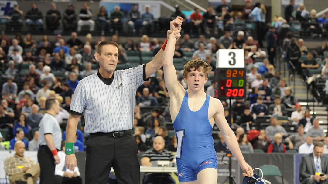 Westfield's CJ Composto defeats Hanover Park's Joey Olivieri in a 126-pound 3rd place bout during the NJSIAA Individual Wrestling Championships at Boardwalk Hall in Atlantic City, Saturday, March 2, 2019. 

Jhw 8023