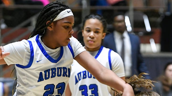 Prattville's Grace Downey (12) grabs a rebound from Auburn's Kelsi Andrews (23) during AHSAA Regional Basketball Tournament action at Garrett Coliseum in Montgomery, Ala., on Wednesday February 16, 2022.
Pratt01 Prattville's Grace Downey (12) grabs a rebound from Auburn's Kelsi Andrews (23) during AHSAA Regional Basketball Tournament action at Garrett Coliseum in Montgomery, Ala., on Wednesday February 16, 2022.
Pratt01