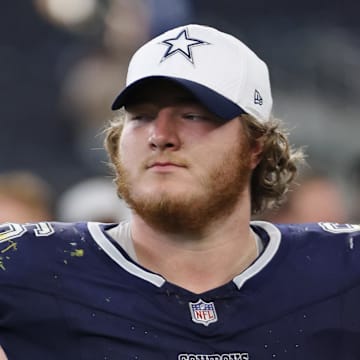Aug 24, 2024; Arlington, Texas, USA; Dallas Cowboys guard T.J. Bass (66) walks off the field after the game against the Los Angeles Chargers at AT&T Stadium. Mandatory Credit: Tim Heitman-Imagn Images