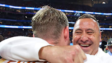 Steve Sarkisian, Quinn Ewers, Chick-fil-A Peach Bowl - Texas v Arizona State