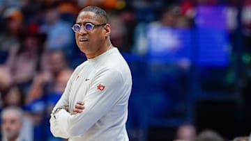 Texas head coach Rodney Terry surveys the court during the first half against Tennessee during a Southeastern Conference tournament quarterfinal game.