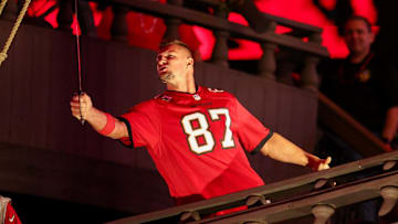 Rob Gronkowski at a Bucs game after his retirement.