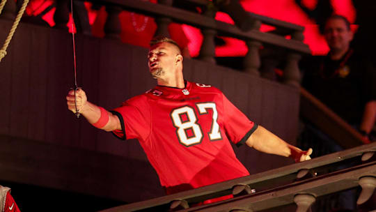 Rob Gronkowski at a Bucs game after his retirement.