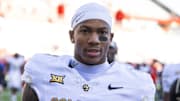 Oct 19, 2024; Tucson, Arizona, USA; Colorado Buffalos cornerback DJ McKinney (8) against the Arizona Wildcats at Arizona Stadium. Mandatory Credit: Mark J. Rebilas-Imagn Images