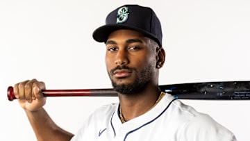 Seattle Mariners outfielder Lazaro Montes poses for a portrait during media day Feb. 20 at Peoria Sports Complex.