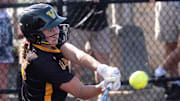 SJV’s Brynn Utter hits a two run homer in the fourth inning to add to her team’s lead. St. John Vianney Girls Softball vs Red Bank Regional in Red Bank, NJ on April 30, 2025.